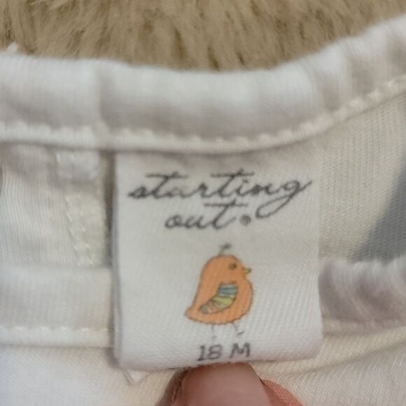 STARTING OUT WHITE BODICE, CORAL TULLE SKIRT DRESS, SIZE 18 MONTHS - Picture 3 of 6